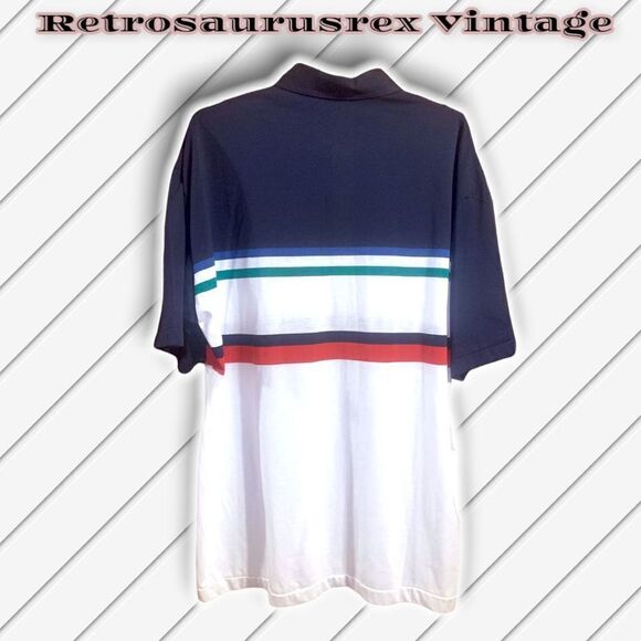 𝅺vintage Retro 1980’s Van Heusen Men’s Striped Polo Shirt, XL - Picture 4 of 5